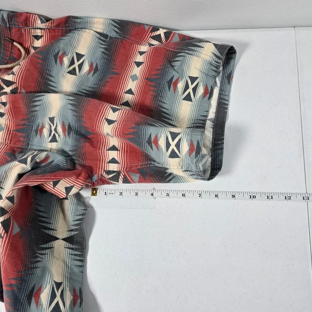 Faherty Brand‎ Mens Southwestern Print Board Shorts Red Blue Size 36 Aztec Surf